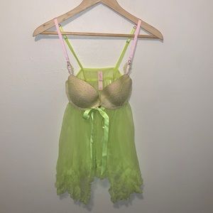 Victorias Secret Neon Green Babydoll Nightie